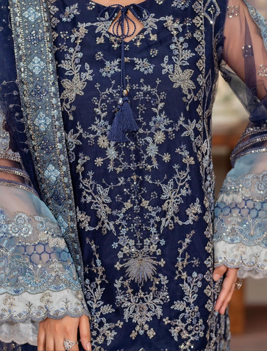 Navy Blue 'Inayat' Net Ladies Suit