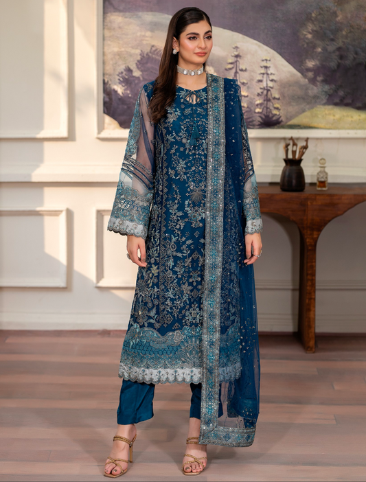 Dark Blue 'Inayat' Net Ladies Suit