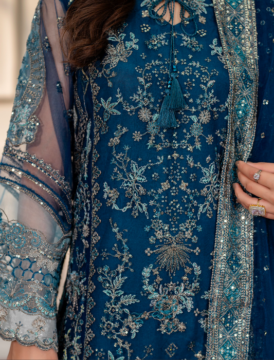 Dark Blue 'Inayat' Net Ladies Suit