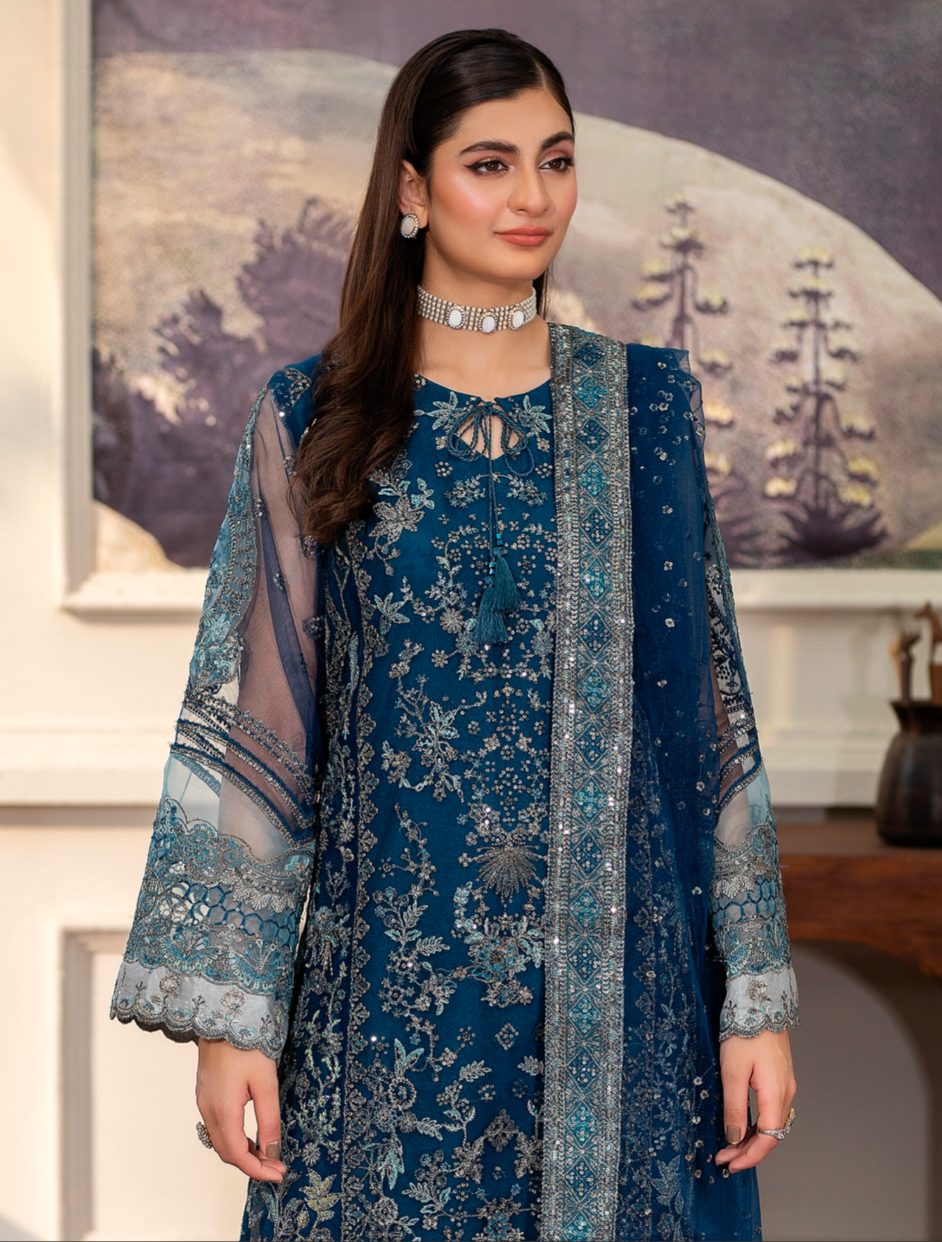Dark Blue 'Inayat' Net Ladies Suit