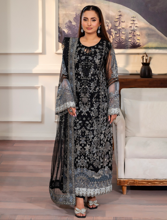 Black 'Inayat' Net Ladies Suit