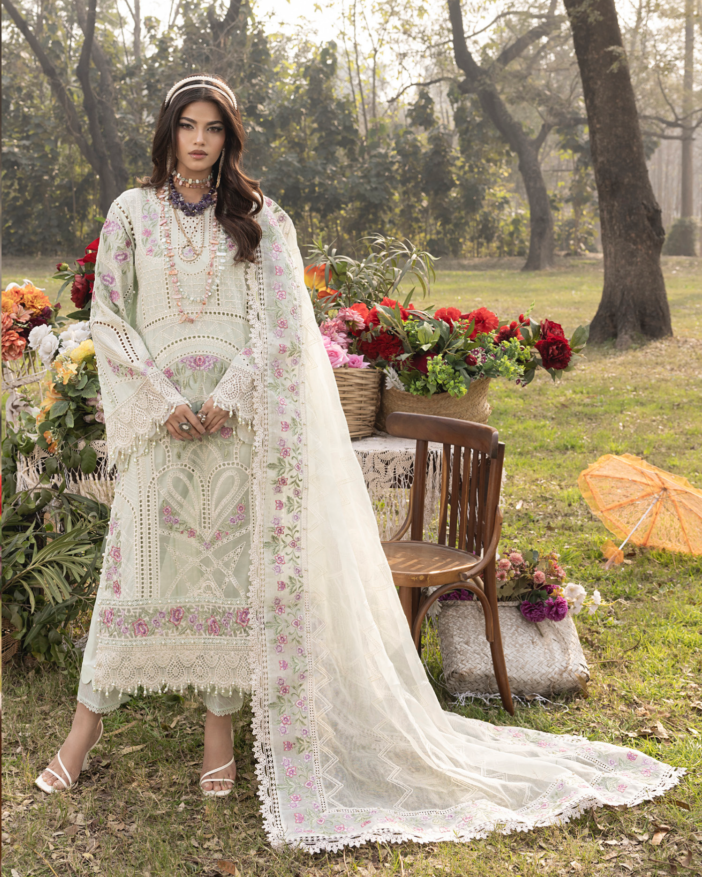 Light Mint Green 'Summer Fantasy' Lawn Ladies Suit