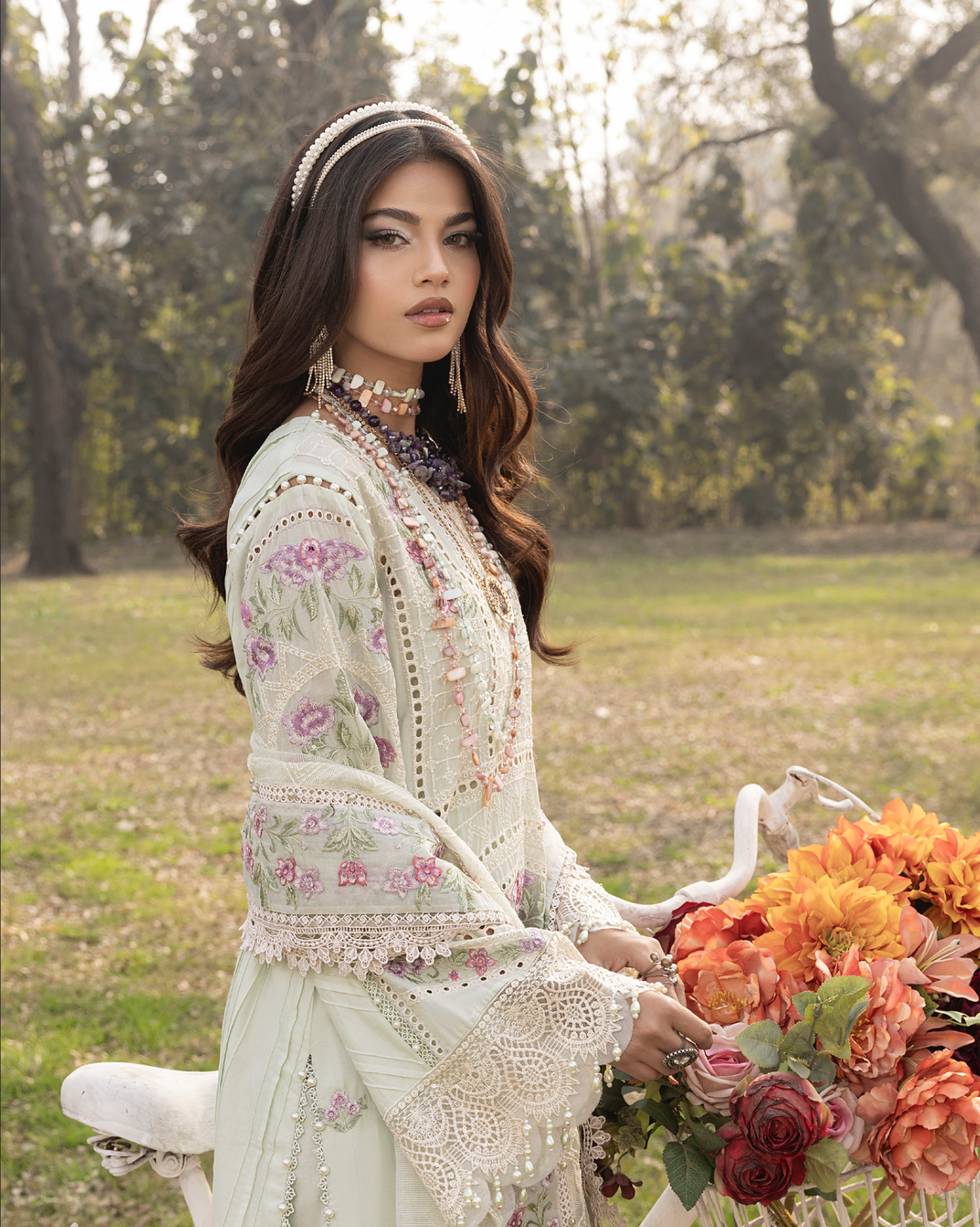 Light Mint Green 'Summer Fantasy' Lawn Ladies Suit