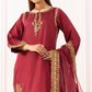 Maroon Red 'Rosalie' Viscose Silk Ladies Suit