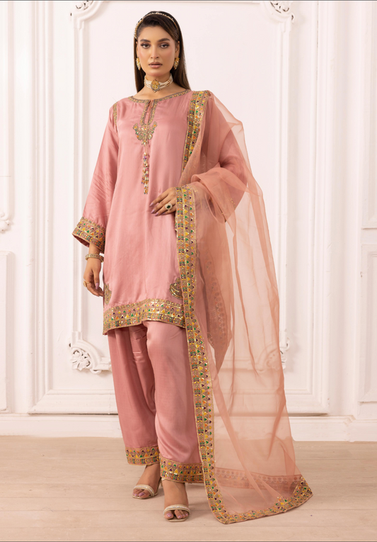 Dusty Pink 'Rosalie' Viscose Silk Ladies Suit