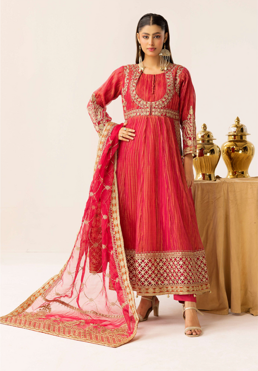 Magenta Pink Crushed Ladies Suit