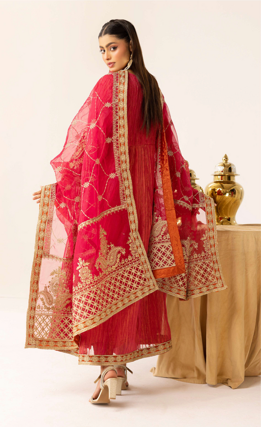 Magenta Pink Crushed Ladies Suit