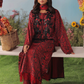 Red and Black 'M Prints' Linen Ladies Suit
