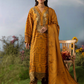 Dark Mustard and Gold 'M Prints' Linen Ladies Suit