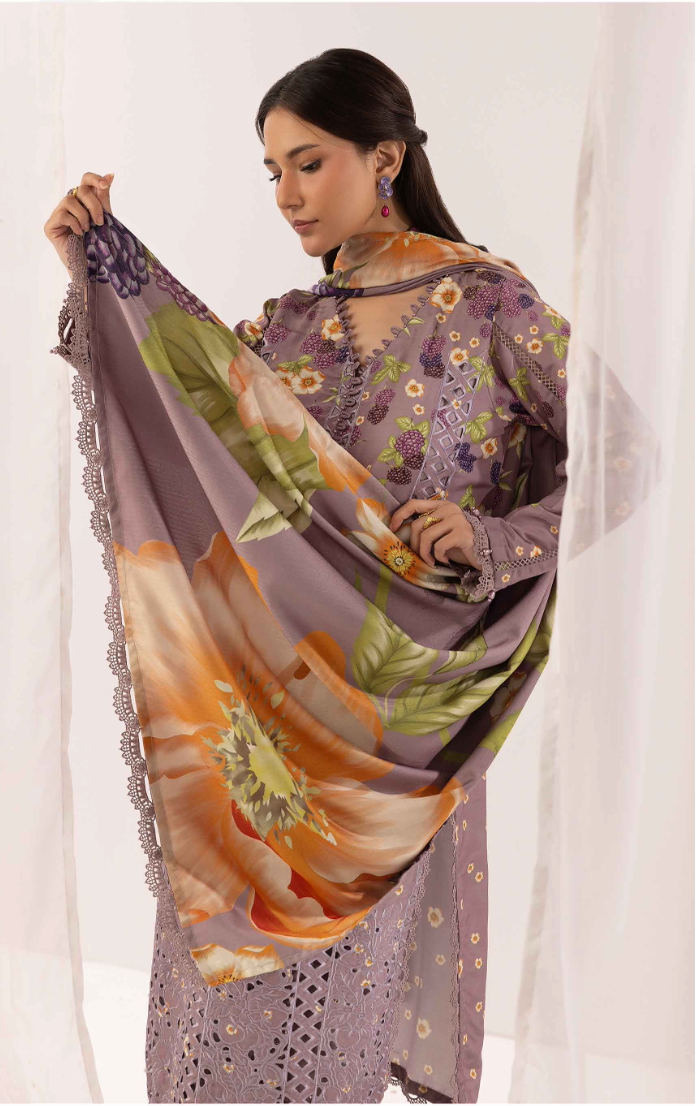 Lilac Purple 'M Prints' Linen Ladies Suit