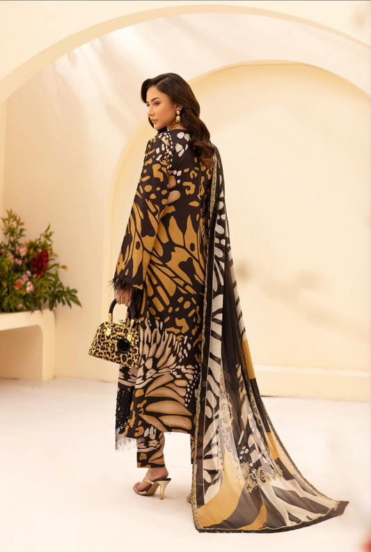 Black and Gold 'M Prints' Linen Ladies Suit
