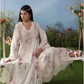 Off White Cream and Pink 'MB Lux' Chiffon Ladies Suit
