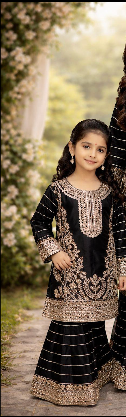 Black Silk Girls Suit