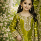Olive Green Silk Girls Suit
