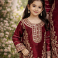 Maroon Red Silk Girls Suit