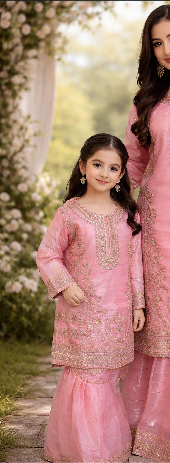 Pink Silk Girls Suit