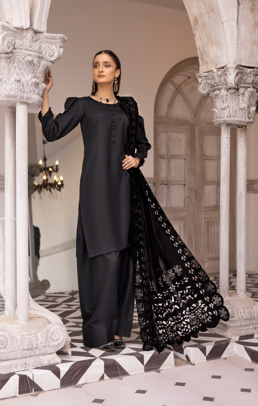 Black 'Sapna' Dhanak Ladies Suit