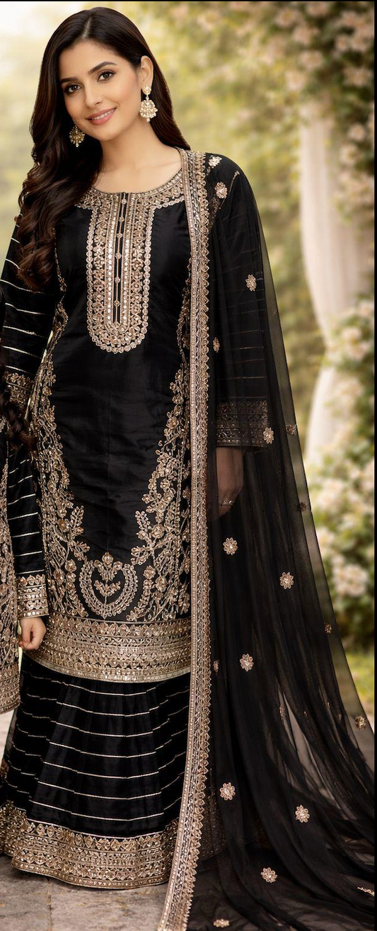 Black Silk Ladies Suit