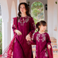 Burgundy 'Aurea' Jacquard Girls Suit