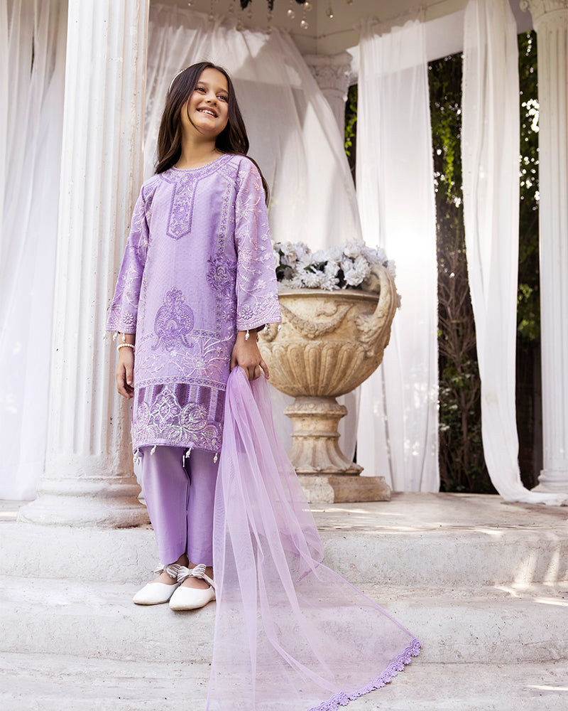 Purple Luxury Jacquard Lawn Girls Suit