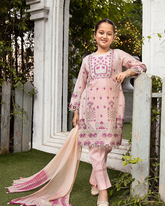 Pink Luxury Jacquard Lawn Girls Suit