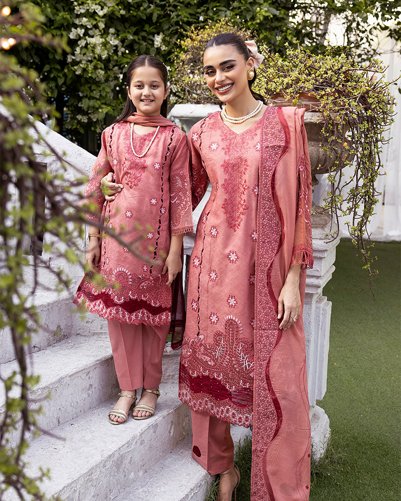 Dusty Red Luxury Jacquard Lawn Ladies Suit