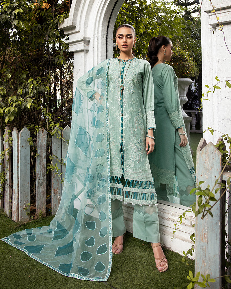 Teal Green Luxury Jacquard Lawn Ladies Suit