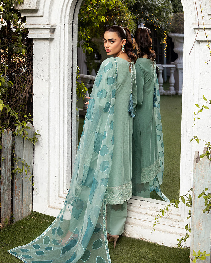 Teal Green Luxury Jacquard Lawn Ladies Suit