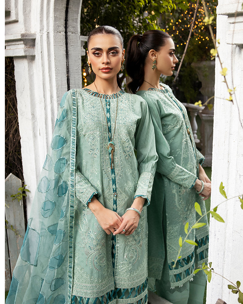 Teal Green Luxury Jacquard Lawn Ladies Suit