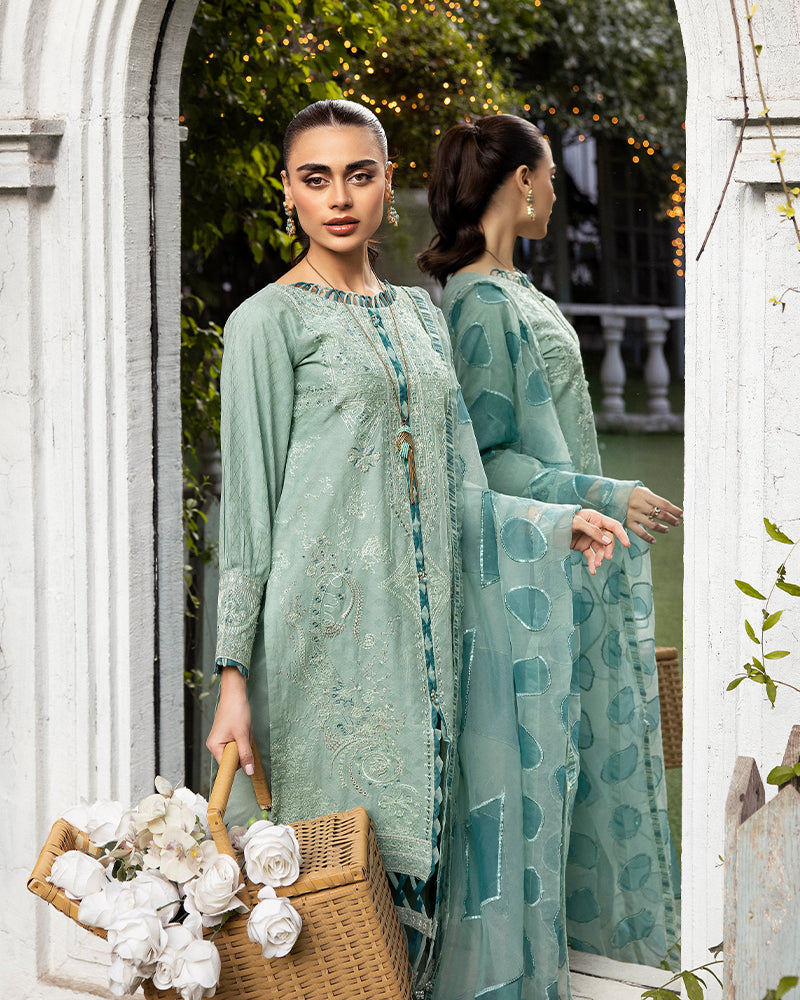 Teal Green Luxury Jacquard Lawn Ladies Suit