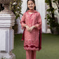 Dusty Red Luxury Jacquard Lawn Girls Suit