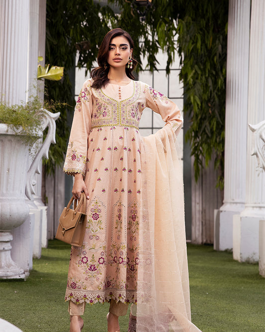 Dusty Pink Peach Luxury Jacquard Lawn Ladies Suit