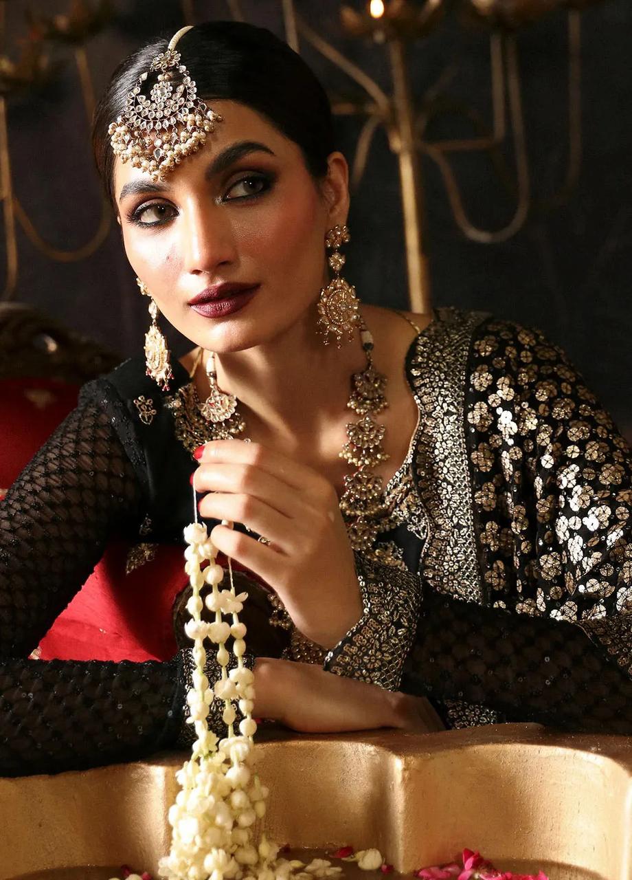 Black and Gold Chiffon Ladies Saree