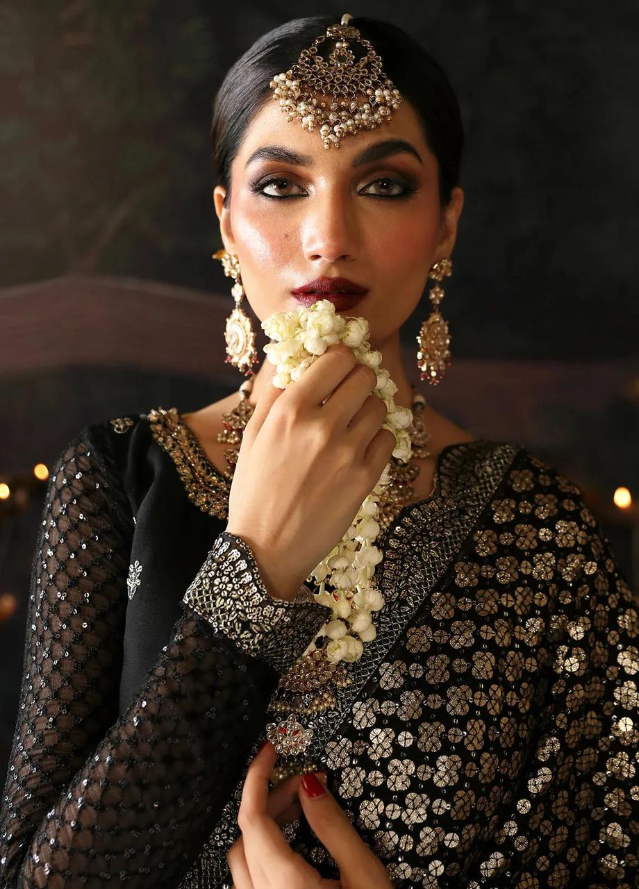 Black and Gold Chiffon Ladies Saree