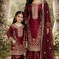 Maroon Red Silk Ladies Suit