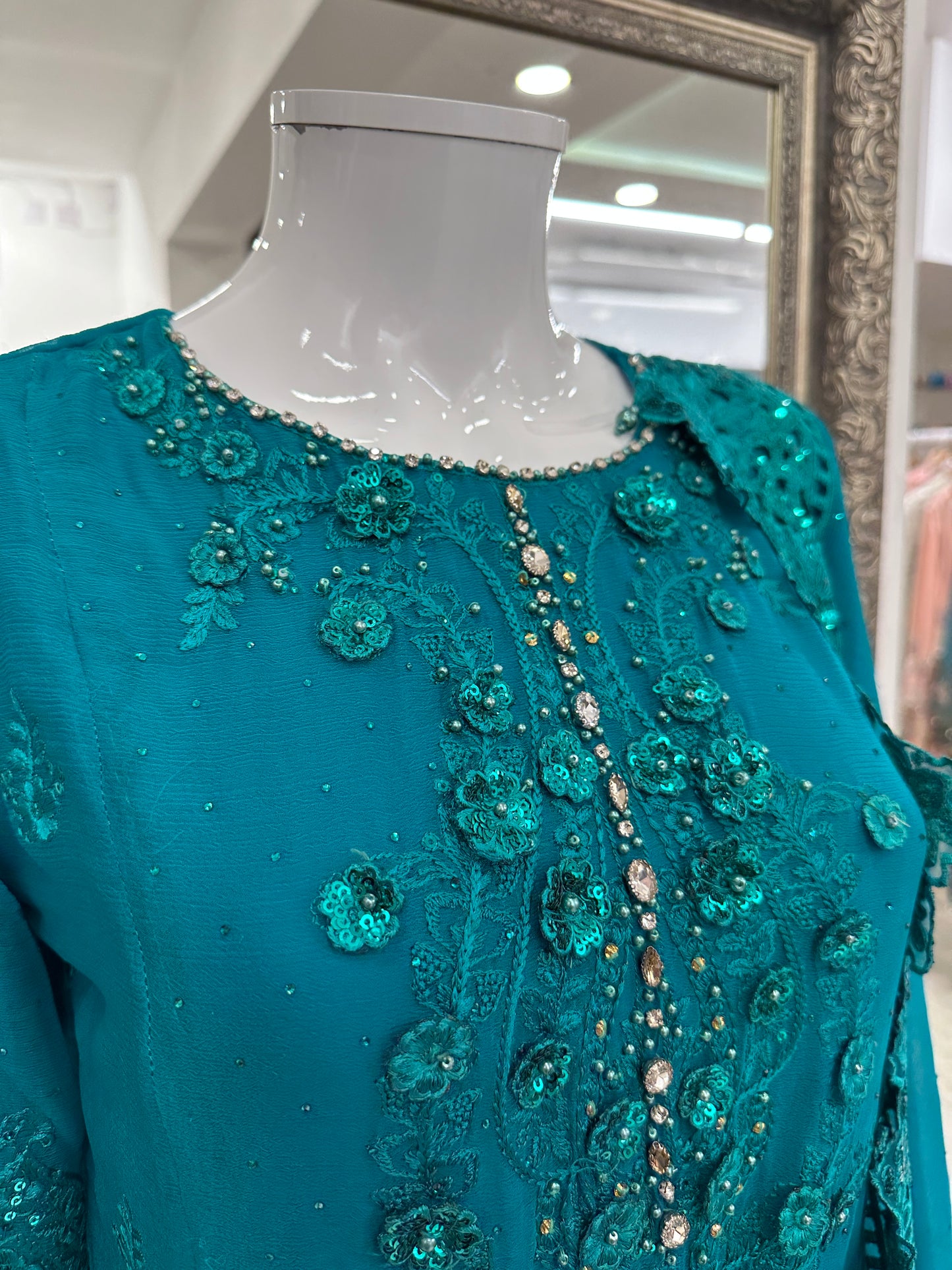 Teal Green Maria B Design Georgette Ladies Suit