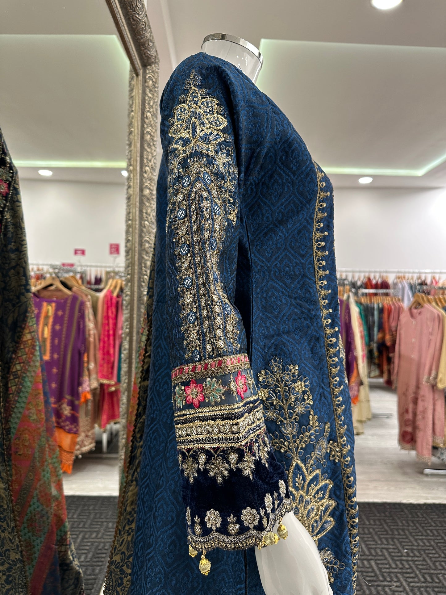 Blue Maria B Design Banarasi Ladies Suit
