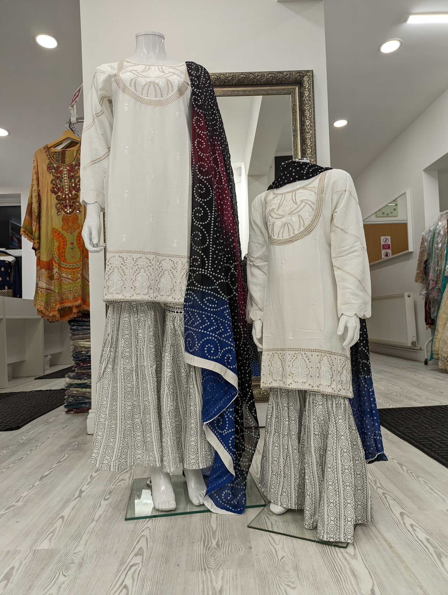 White Gharara Linen Ladies Suit