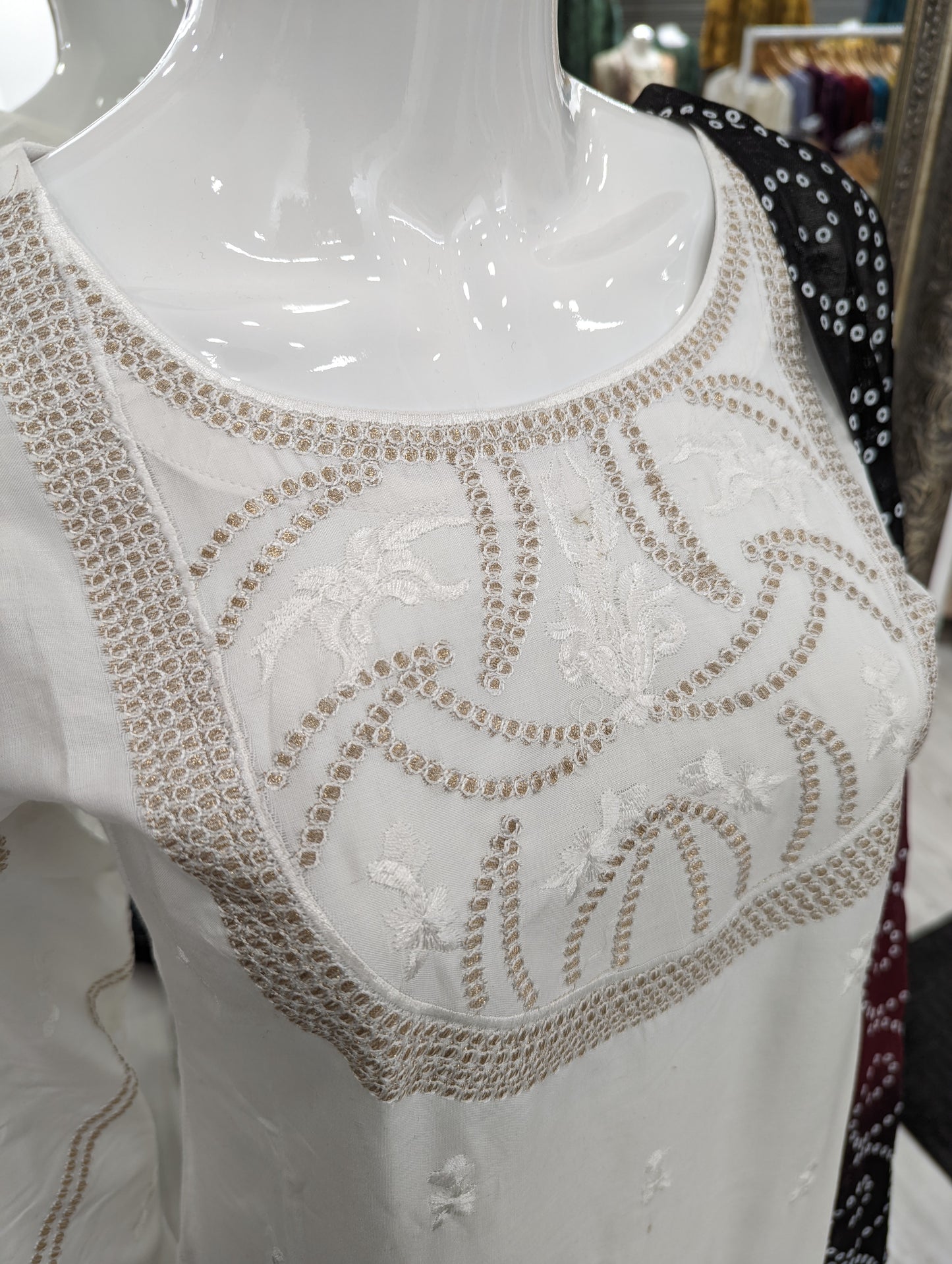 White Gharara Linen Ladies Suit