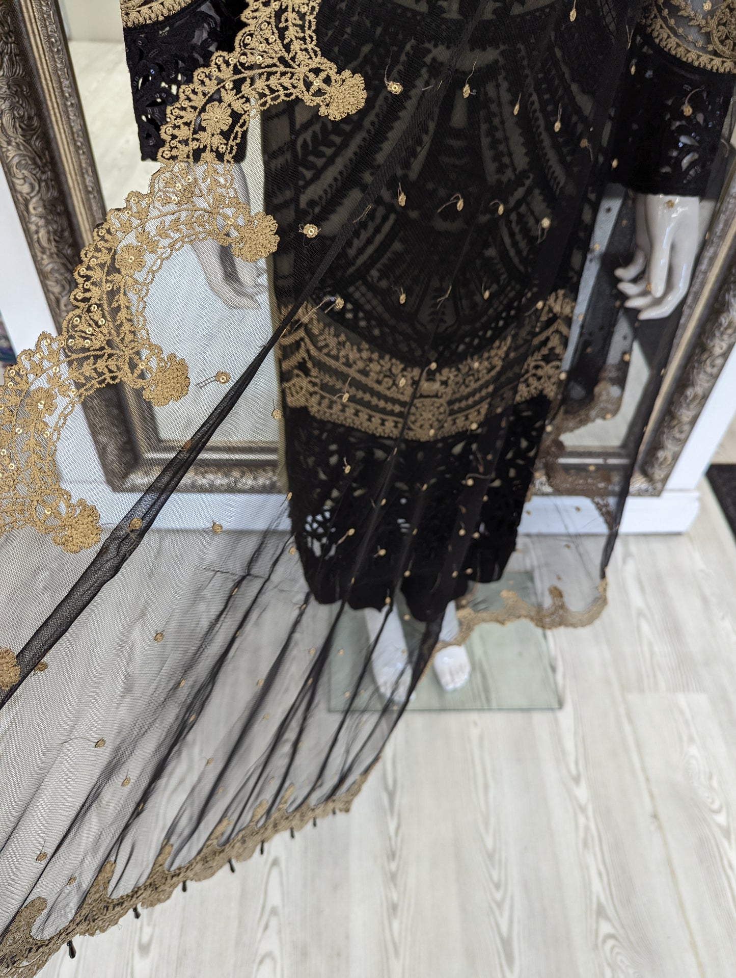Black and Gold Maria B Design Organza Ladies Suit