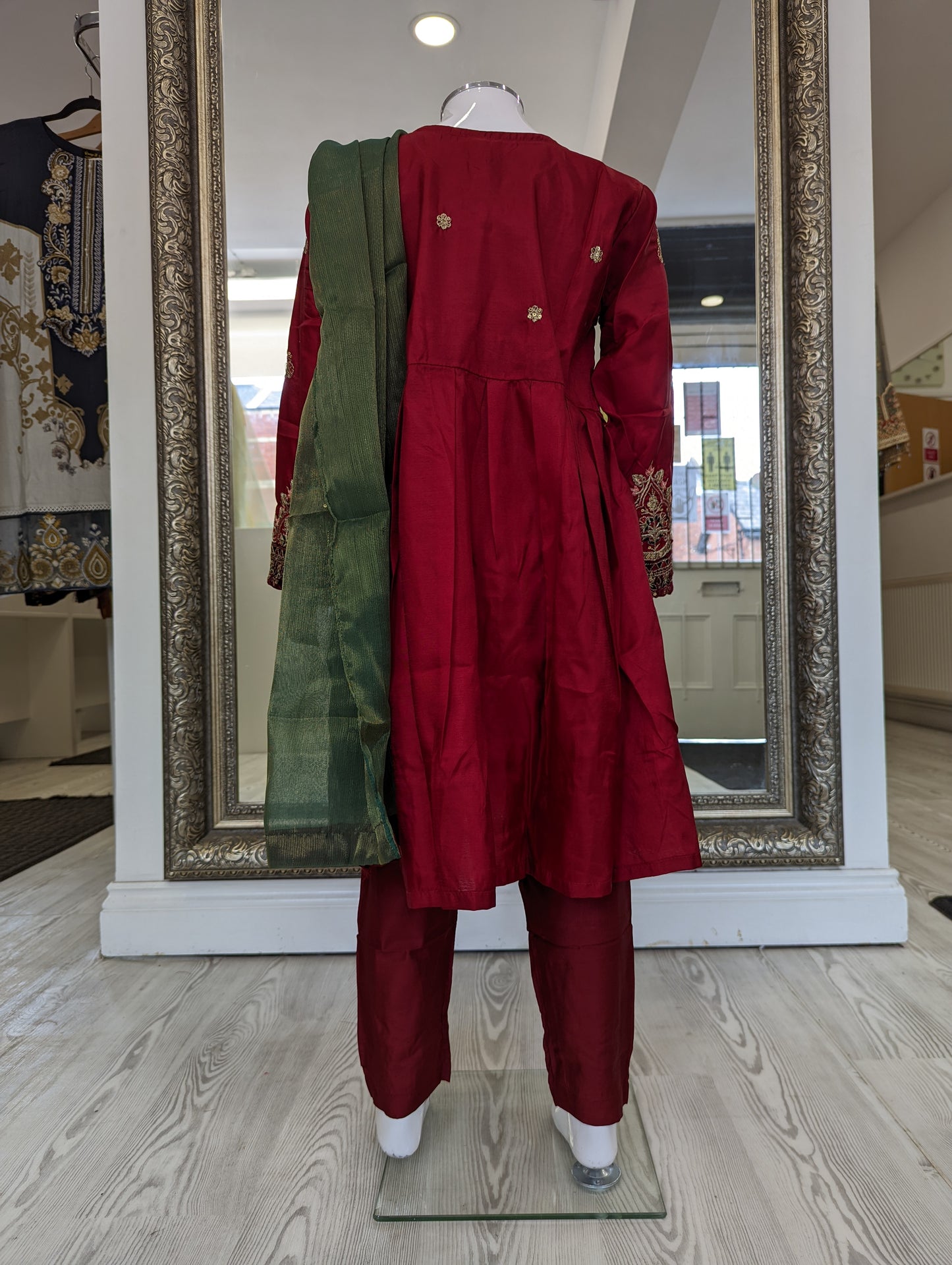 Red and Gold Silk Girls Suit
