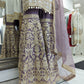 White and Lilac Chiffon Gharara Ladies Suit