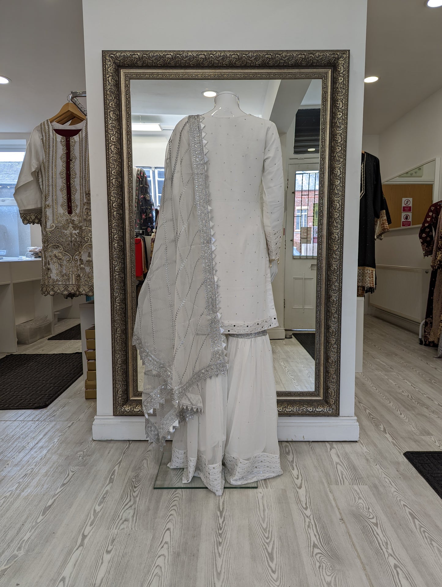 White Chiffon Gharara Ladies Suit
