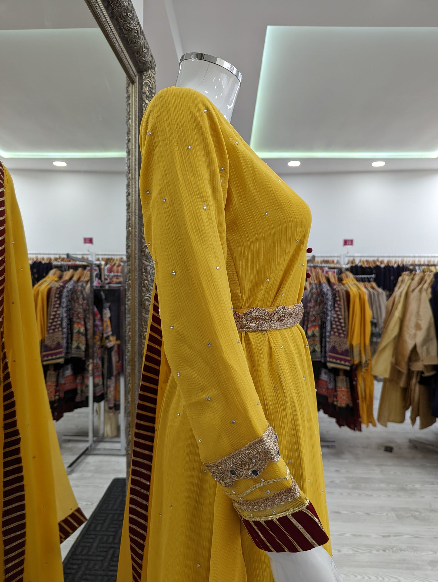 Yellow Chiffon Ladies Suit