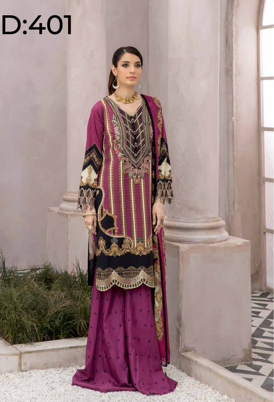 Purple Gharara Festive Lawn Ladies Suit