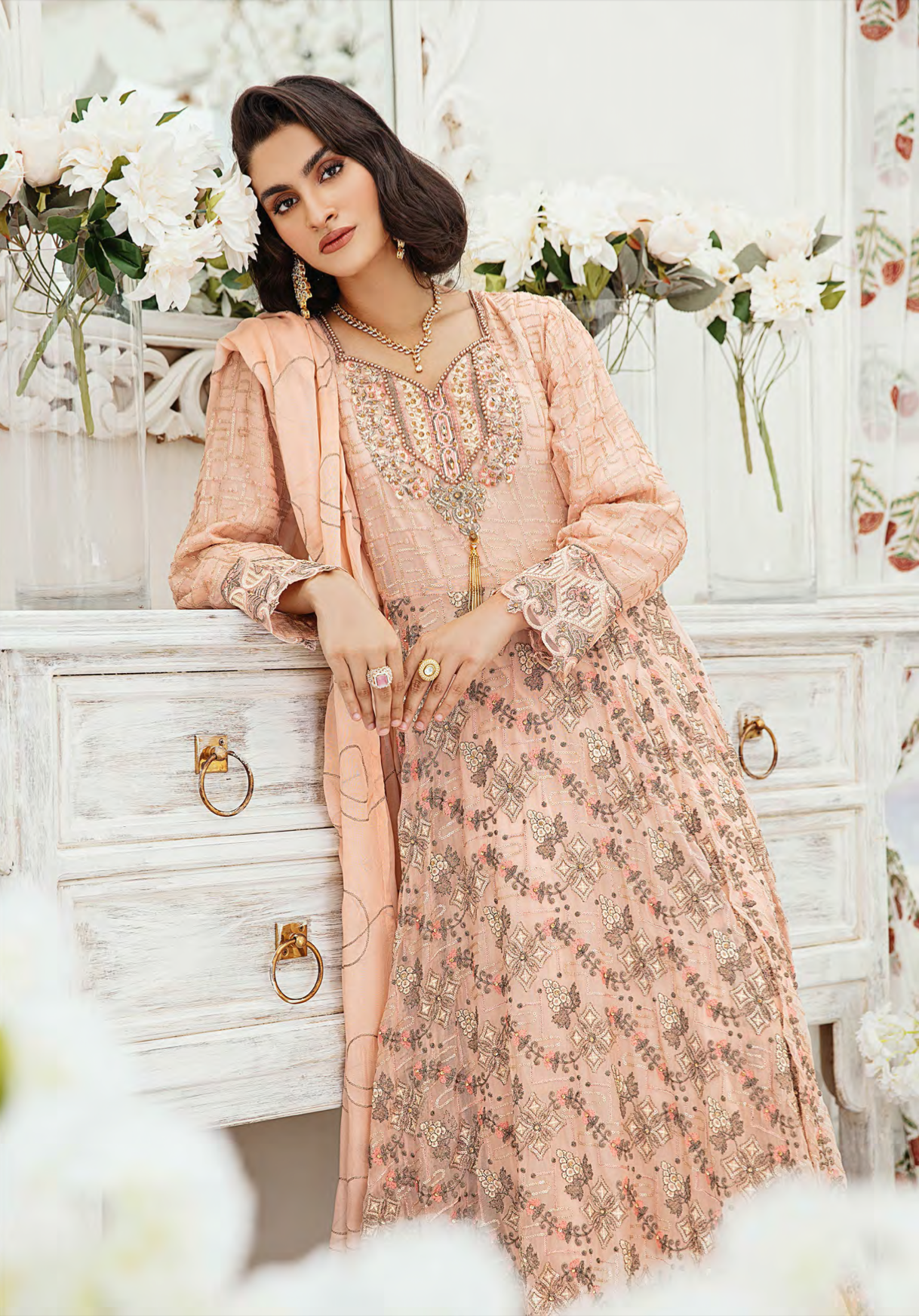 Dusty Pink IVANA Luxury Chiffon Ladies Suit