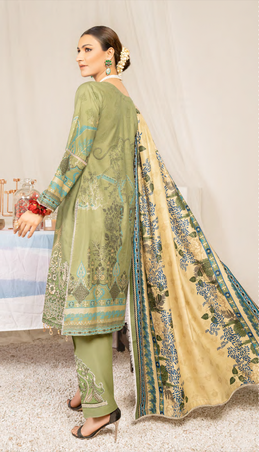 Green Munira Designer Dhanak Ladies Suit