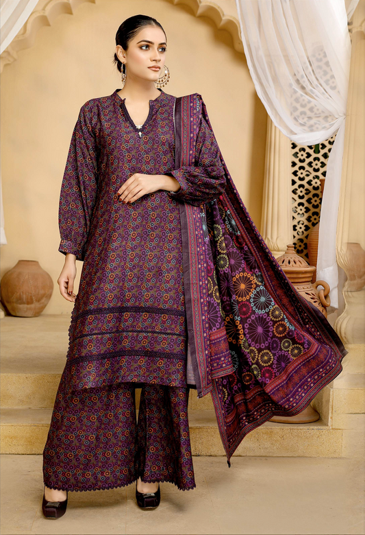 Purple Mahru Dhanak Ladies Suit
