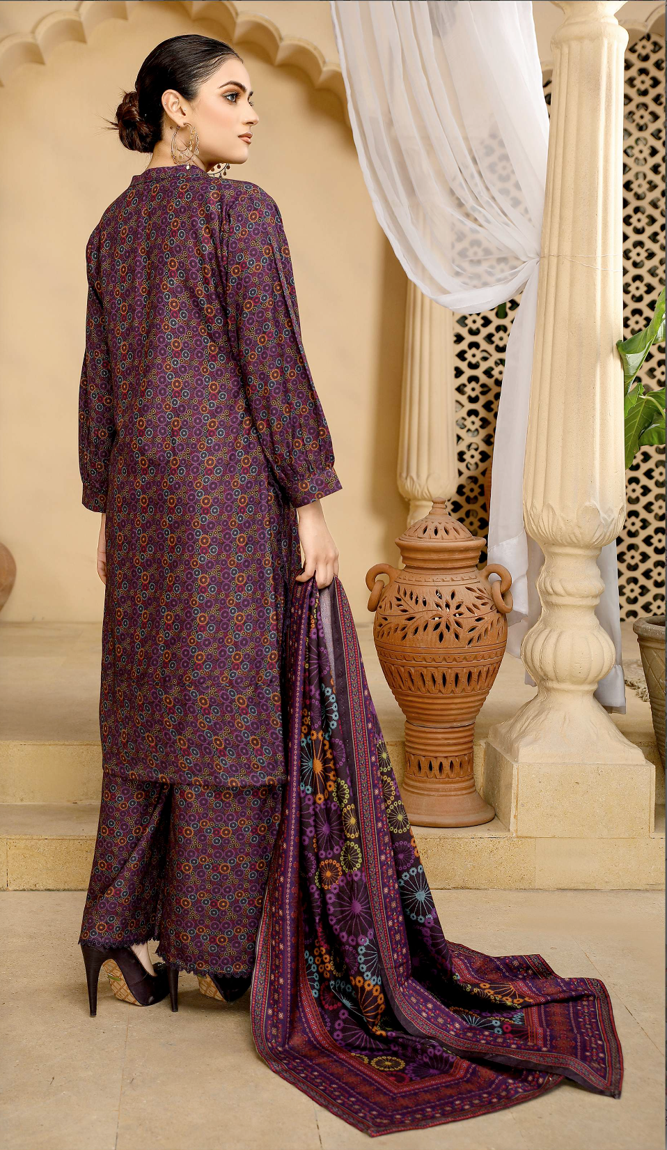 Purple Mahru Dhanak Ladies Suit