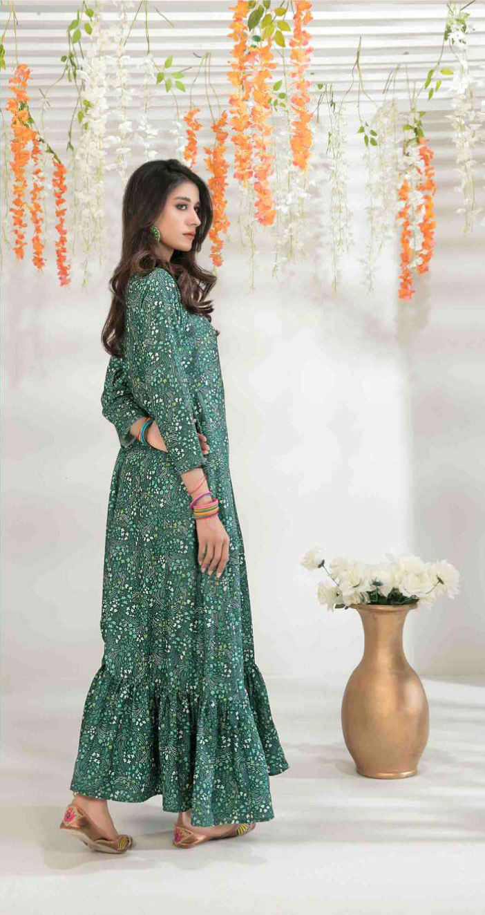 Green Zohreh by Tawakkal Linen Ladies Maxi